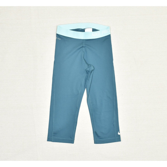 Nike Women Capri Legging Straight Polyester Blue Size S Pro Dri Fit Pull On - Picture 1 of 8